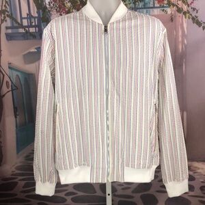 NWT Zara Multicolored Seersucker Bomber Jacket